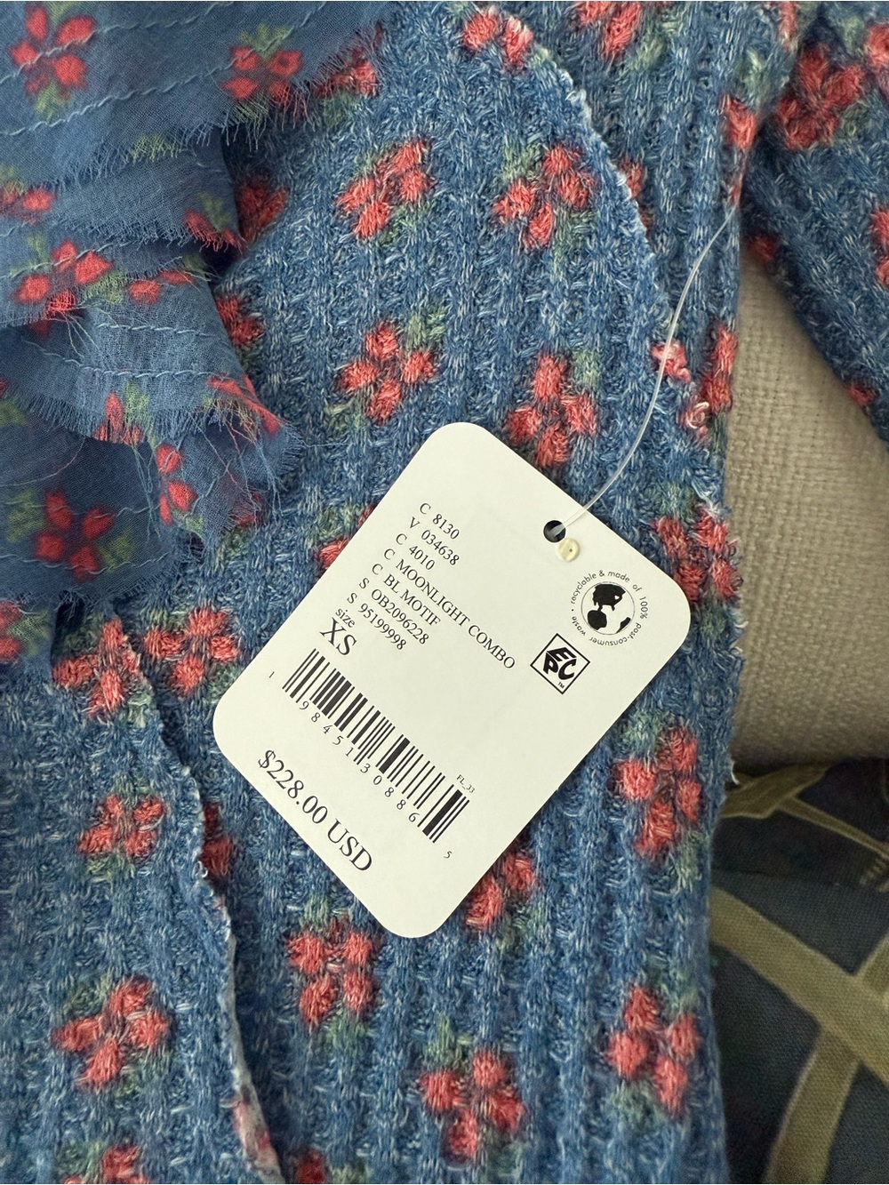 Free People Blue Floral Ruffle V-Neck Maxi Dress - Picture 3 of 4